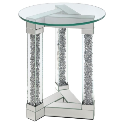Coaster Octave Square Post Legs Round End Table Mirror Model 708427