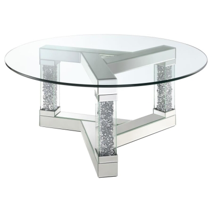 Coaster Octave Square Post Legs Round Coffee Table Mirror Model 708428