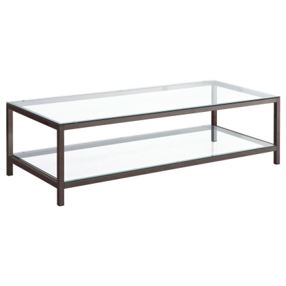 Coaster Trini Coffee Table with Glass Shelf Black Nickel Model 720228