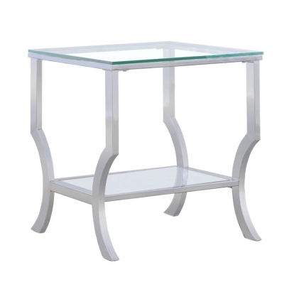 Coaster Saide Square End Table with Mirrored Shelf Chrome Model 720337