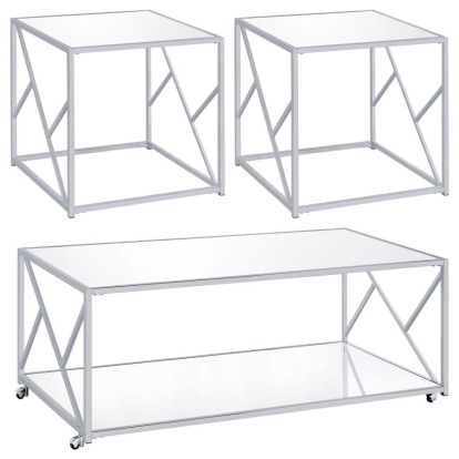 Coaster Provins 3-piece Occasional Table Set Clear Mirror and Chrome Model 720794