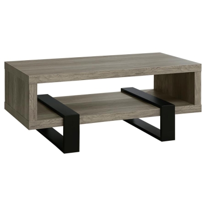 Coaster Dinard Coffee Table with Shelf Grey Driftwood Model 720878