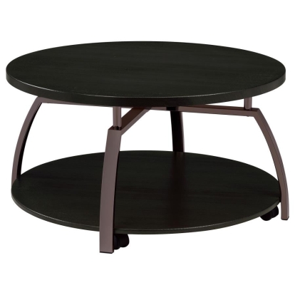 Coaster Dacre Round Coffee Table Dark Grey and Black Nickel Model 722208