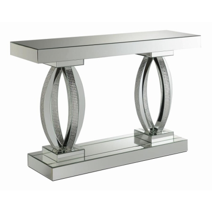 Coaster Amalia Rectangular Sofa Table with Shelf Clear Mirror Model 722519