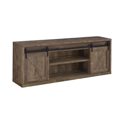 Coaster Brockton 71-inch 3-shelf Sliding Doors TV Console Rustic Oak Model 723273