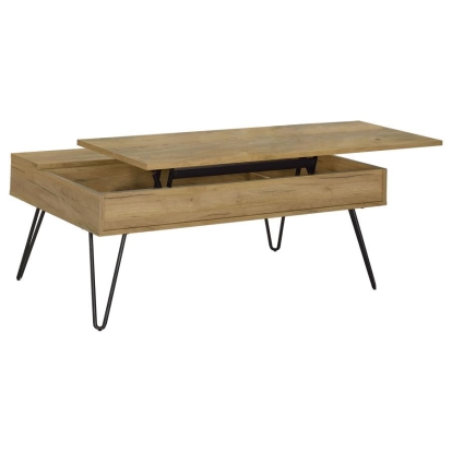 Coaster Fanning Lift Top Storage Coffee Table Golden Oak and Black Model 723368