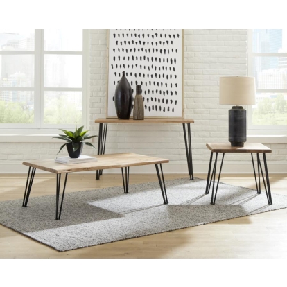 Coaster Zander End Table with Hairpin Leg Natural and Matte Black Model 723497