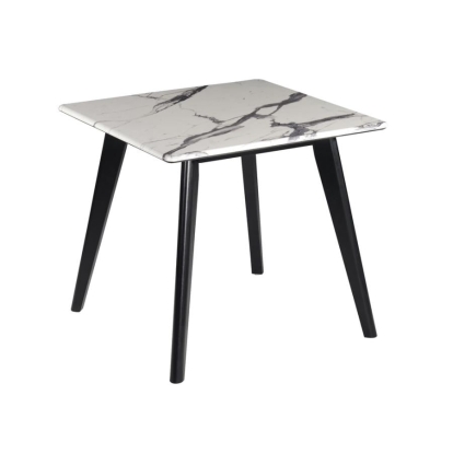 Coaster Bayhill Square Faux Marble Top End Table Black and White Model 723577