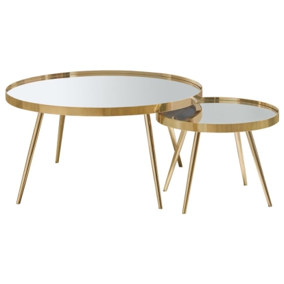 Coaster Kaelyn 2-piece Mirror Top Nesting Coffee Table Mirror and Gold Model 723918