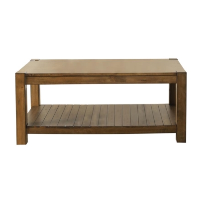Coaster Rectangular Coffee Table with Lower Shelf Rustic Brown Model 724338