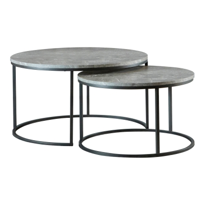 Coaster Lainey Round 2-piece Nesting Coffee Table Grey and Gunmetal Model 736028