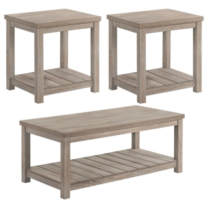 Coaster Bairn 3-piece Occasional Set with Open Shelves Greige Model 736136