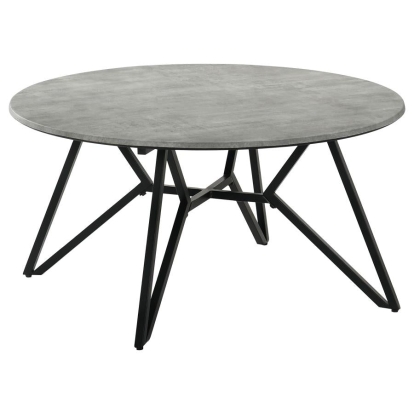 Coaster Hadi Round Coffee Table with Hairpin Legs Cement and Gunmetal Model 736178