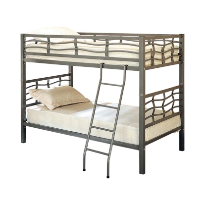 Coaster Fairfax Twin over Twin Bunk Bed with Ladder Light Gunmetal Model 7395