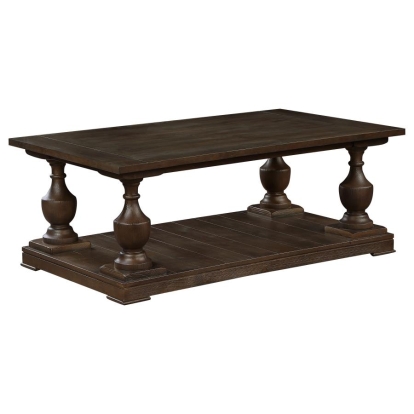 Coaster Walden Rectangular Coffee Table with Turned Legs and Floor Shelf Coffee Model 753378