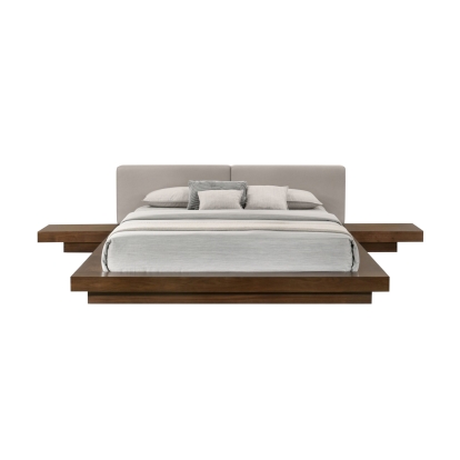 VIG Furniture Walnut Bed SKU VGMABR-90-WAL-GRAY - Product ID 76818A|76817A