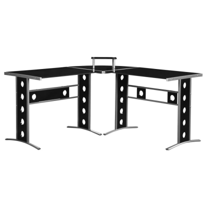 Coaster Keizer 3-piece L-shape Office Desk Set Black and Silver Model 800228