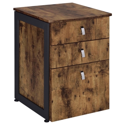 Coaster Estrella 3-drawer File Cabinet Antique Nutmeg and Gunmetal Model 800656