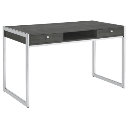 Coaster Wallice 2-drawer Writing Desk Weathered Grey and Chrome Model 801221
