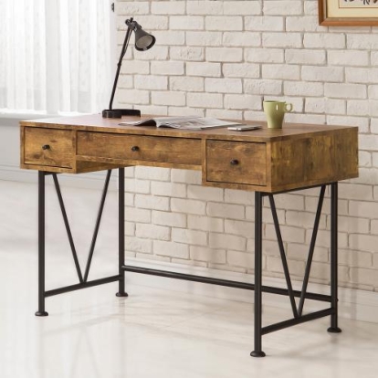 Coaster Analiese 3-drawer Writing Desk Antique Nutmeg and Black