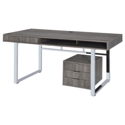 Coaster Whitman 4-drawer Writing Desk Weathered Grey Model 801897