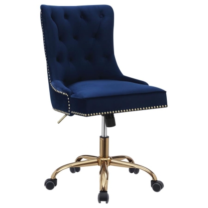 Coaster Bowie Upholstered Office Chair with Nailhead Blue and Brass Model 801984