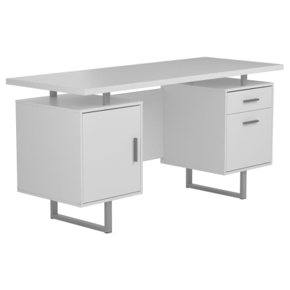 Coaster Lawtey Floating Top Office Desk White Gloss Model 803521