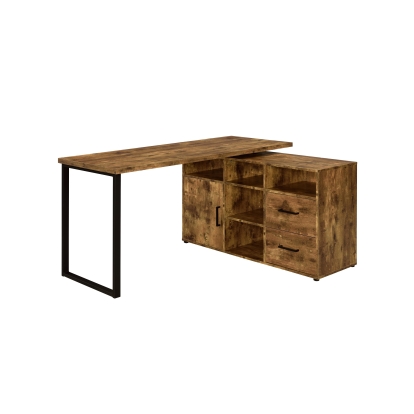 Coaster Hertford L-shape Office Desk with Storage Antique Nutmeg Model 804464
