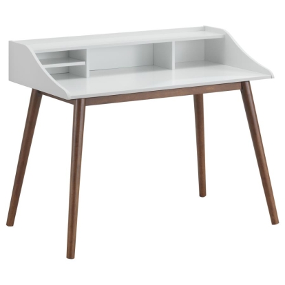 Coaster Percy 4-Compartment Writing Desk White and Walnut Model 804495