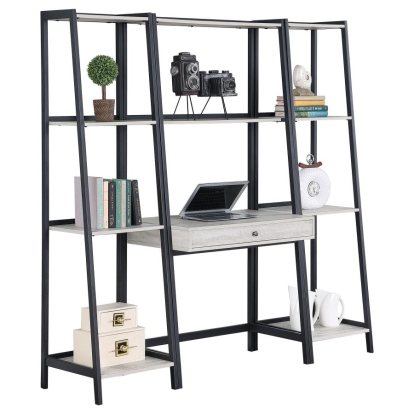 Coaster Pinckard 3-piece Ladder Desk Set Grey Stone Herringbone and Black Model 805801-S3