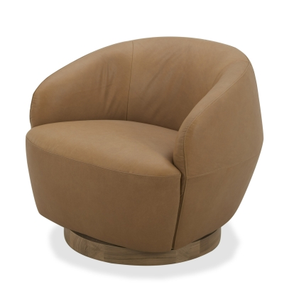 Divani Casa Agatha - Modern Tan Leather Swivel Accent Chair Accent Chair Tan furniture-00181735 Vig Furniture VGKK-KF.A1203-TAN