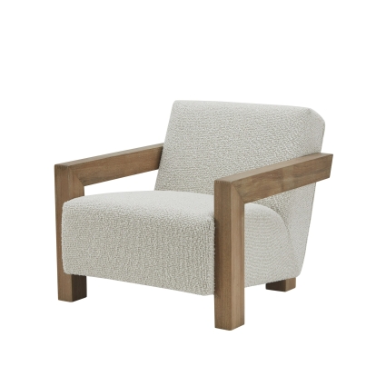 Modrest Dalhart - Modern Beige Fabric + Grey Wash Wood Accent Chair Accent Chair Beige furniture-00181811 Vig Furniture VGMY-2813-BGE