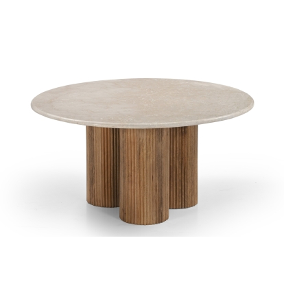 Modrest Hayden - Modern Marble + Wood Round Coffee Table Coffee Table Brown furniture-00182000 Vig Furniture VGBR-SBA-4866