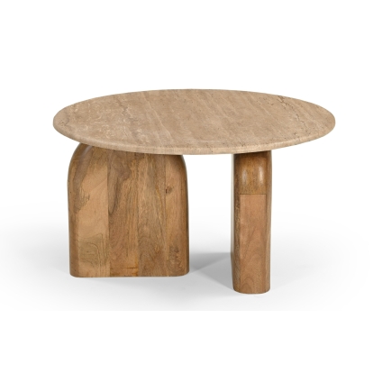 Modrest Kellison - Modern Travertine Marble + Wood End Table End Table Beige furniture-00182007 Vig Furniture VGBR-SBA-4808