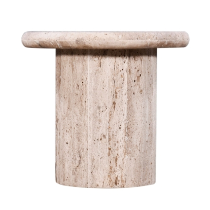 Modrest Lavaca - Modern Travertine Marble Round End Table End Table Beige furniture-00182019 Vig Furniture VGBR-SBA-4799RD