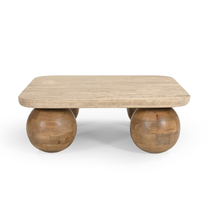 Modrest Seadrift - Modern Travertine Marble + Wood Square Coffee Table Coffee Table Beige furniture-00182022 Vig Furniture VGBR-JTI-2569
