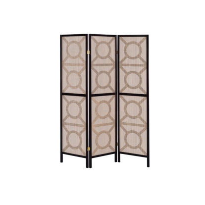 Coaster Vulcan 3-panel Geometric Folding Screen Tan and Cappuccino Model 900090