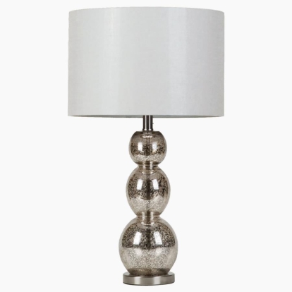 Coaster Mineta Drum Shade Table Lamp White and Antique Silver Model 901185