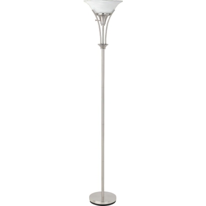 Coaster Archie Floor Lamp with Frosted Ribbed Shade Brushed Steel Model 901193