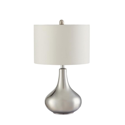 Coaster Junko Drum Shade Table Lamp Chrome and White Model 901525