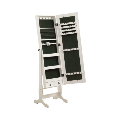 Coaster Batista Jewelry Cheval Mirror with Drawers White Model 901804