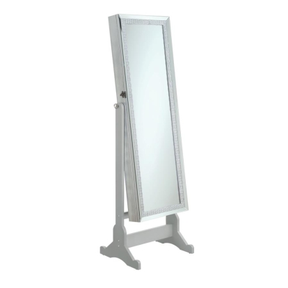 Coaster Elle Jewelry Cheval Mirror with Crytal Trim Silver Model 902779