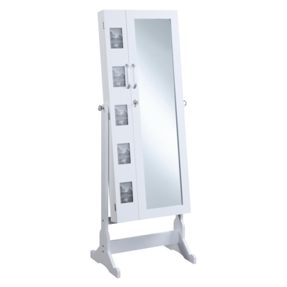 Coaster Doyle Jewelry Cheval Mirror with Picture Frames White Model 904031