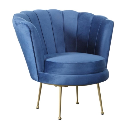 Coaster Channeled Tufted Barrel Accent Chair Blue Model 905547