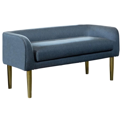 Coaster Low Back Upholstered Bench Blue and Gold Model 905688
