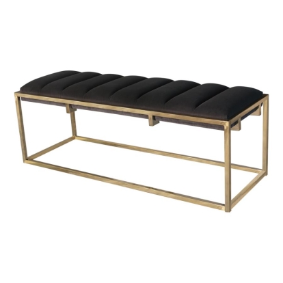 Coaster Lorena Tufted Cushion Bench Dark Grey and Gold Model 914111