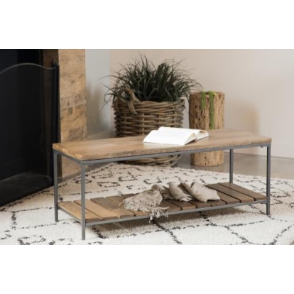 Coaster Gerbera Accent Bench with Slat Shelf Natural and Gunmetal