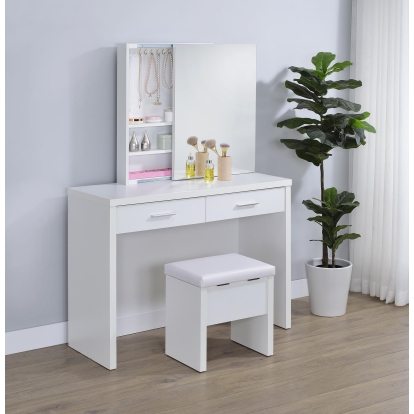 Coaster Bunbury Contemporary White Vanity & Mirror Model 930280
