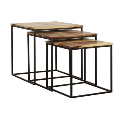 Coaster Belcourt 3-piece Square Nesting Tables Natural and Black Model 931182