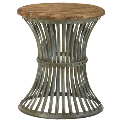 Coaster Matyas Round Accent Table with Natural Top and Blue Distressed Base Model 931198
